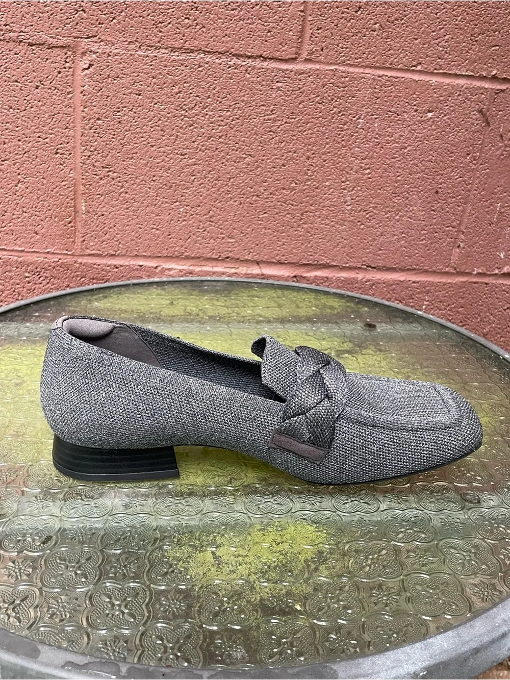 Vivaia Gray Square Toe Heeled Loafers Size 40